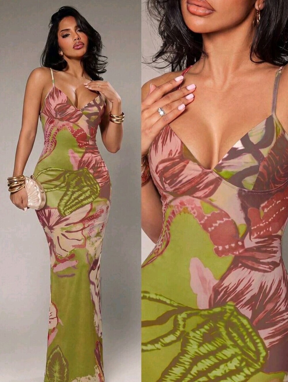 Women's Sexy Tropical Summer Spaghetti Strap V-Neck Printed Criss-Cross